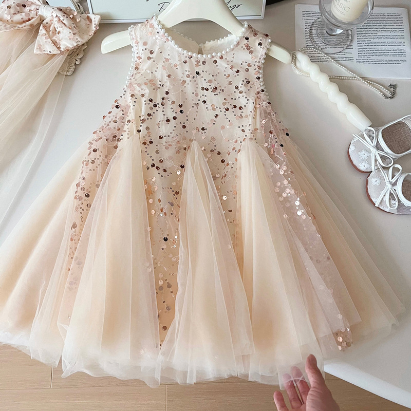 Baby Z Clothing - Gaun Tanpa Lengan Jaring Mutiara Bayi